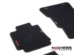 Alfa Romeo Giulia Floor Mats - Genuine Alfa - Black Carpet - Red Trim - AWD